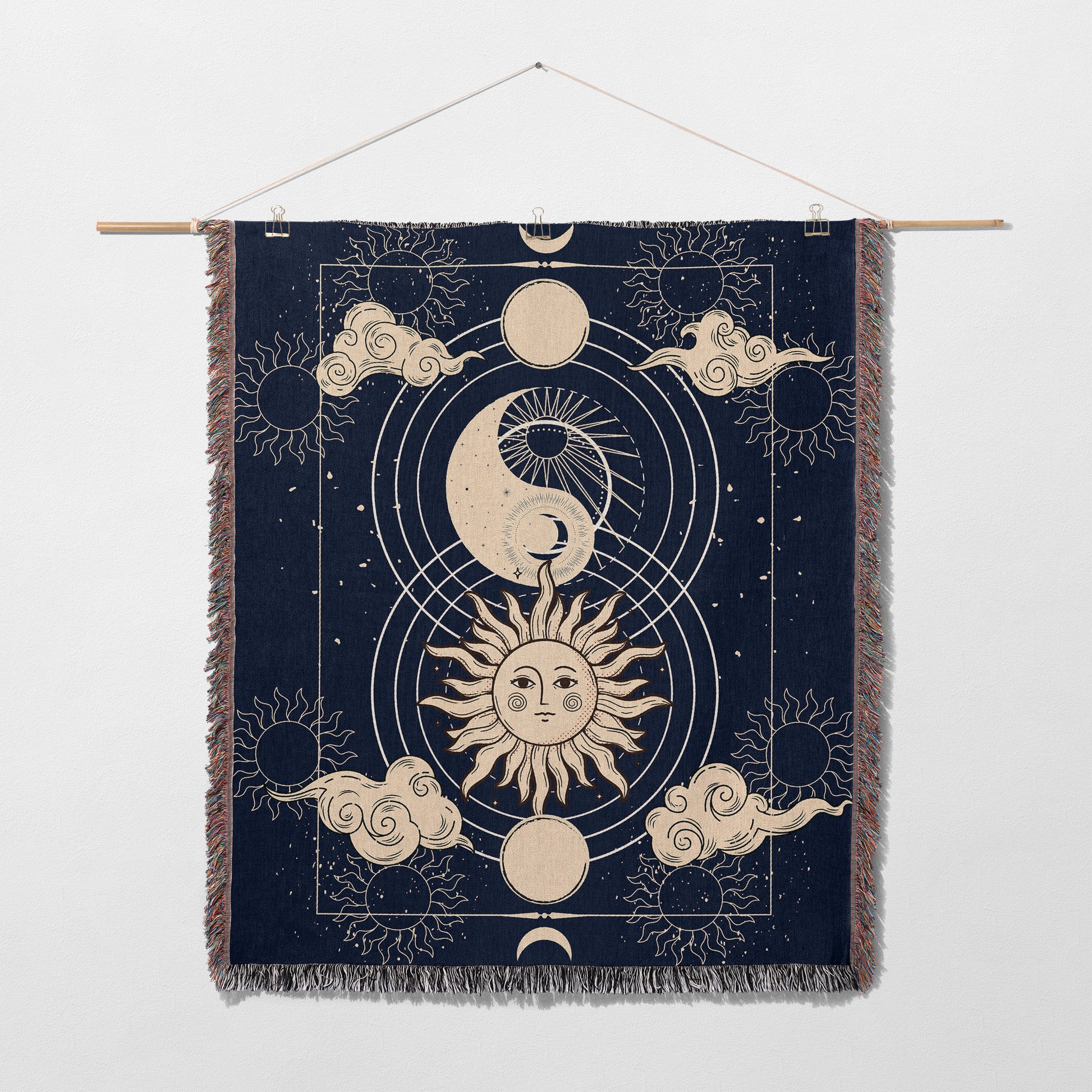 Luna and Sol Decorative Woven Blanket Hanging As A Tapestry