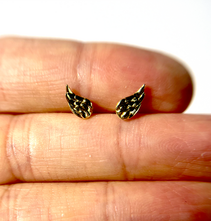 FLIGHT AND FIGHT | Pretty Collective | Solid 14k Gold Miniature Wing Stud Pair