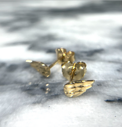 FLIGHT AND FIGHT | Pretty Collective | Solid 14k Gold Miniature Wing Stud Pair